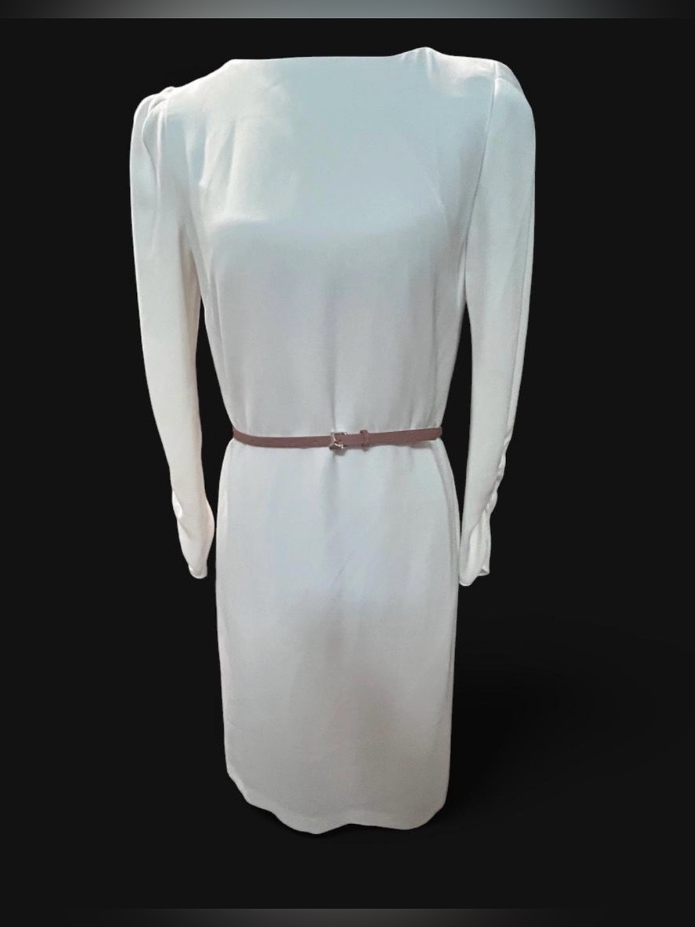 Lafayette 148 New York Finesse Crepe Midi Dress with Slim Belt